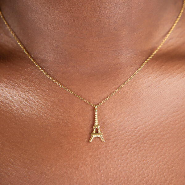 Wearing The The Eiffel Tower Necklace