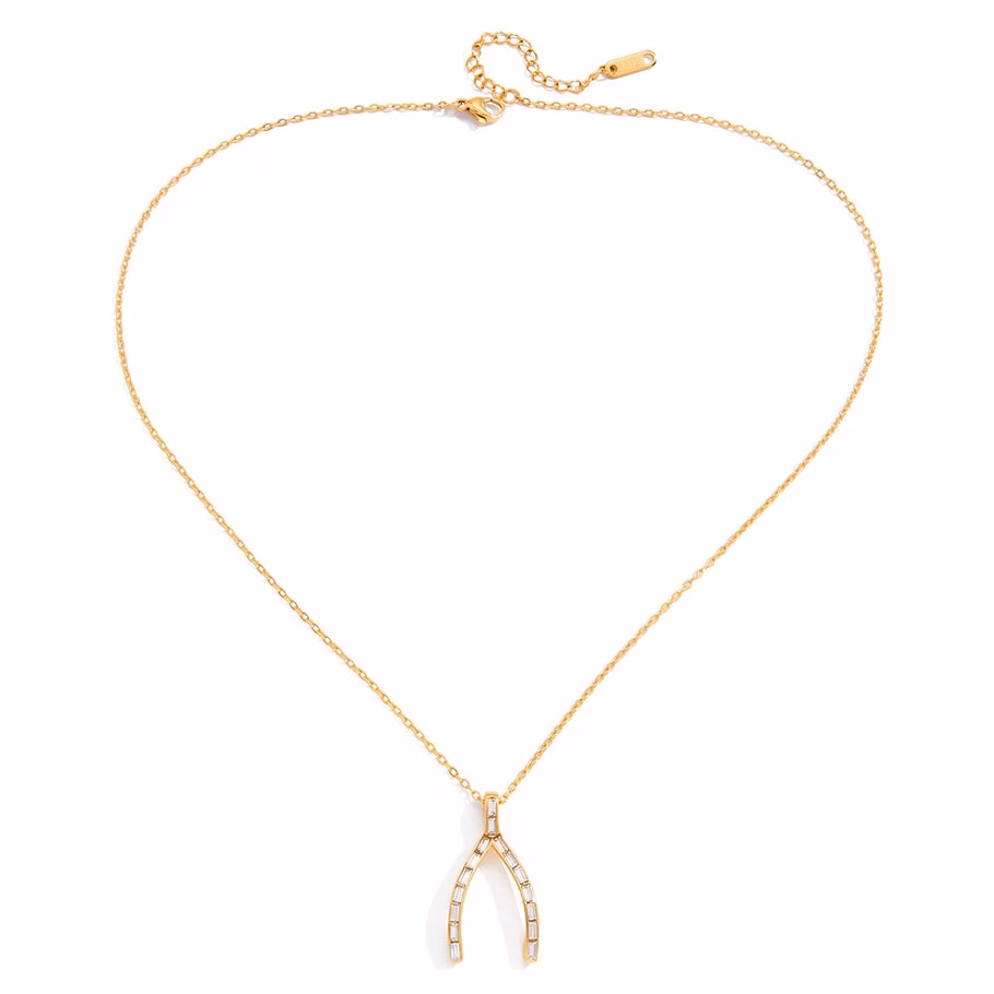 Crystal Wishbone Necklace