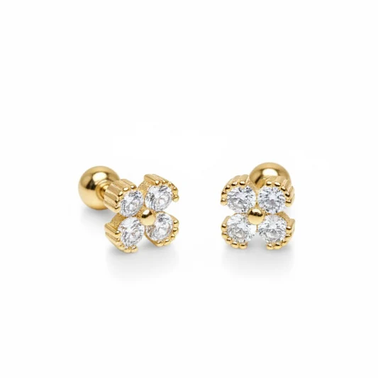 Crystal Clover Mini Stud- Gold