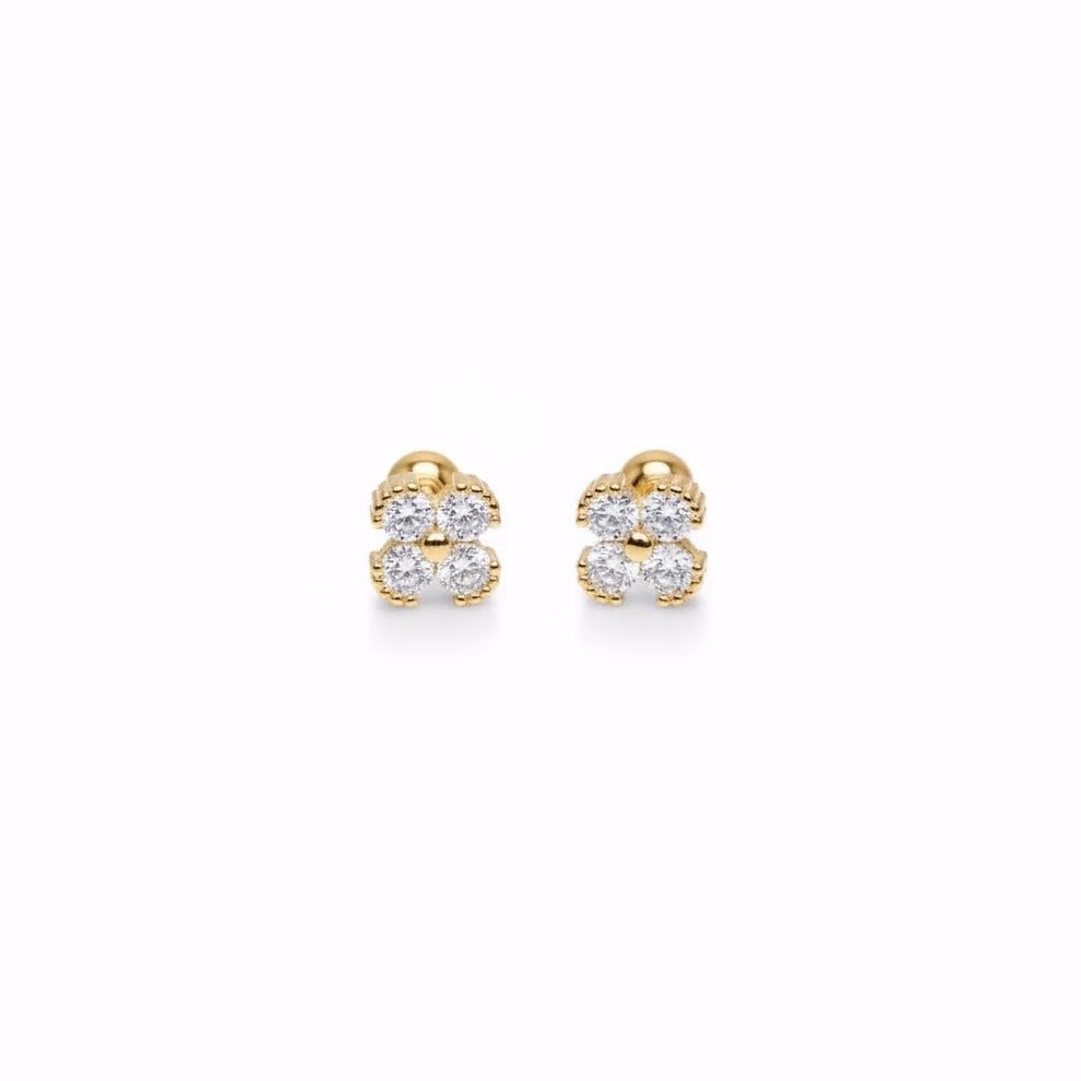 Crystal Clover Mini Stud- Gold - Image 3