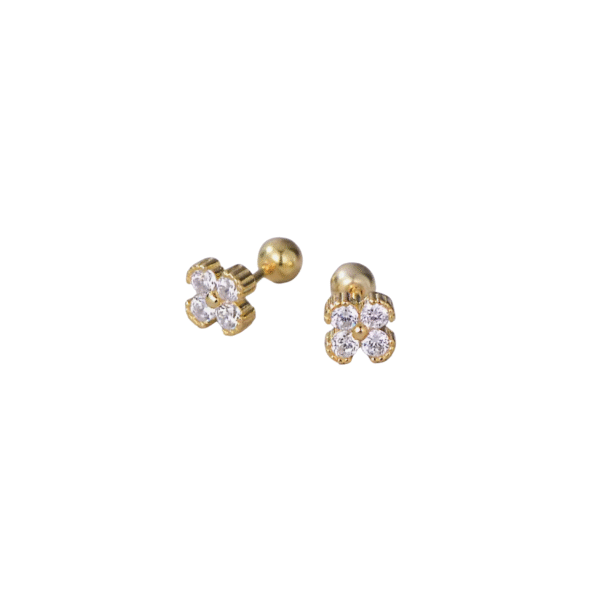 Crystal Clover Mini Stud- Gold