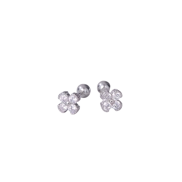 Crystal Clover Mini Stud- Silver